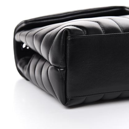 Saint Laurent Calfskin Y Quilted Monogram Small Loulou Chain Satchel Black 8 of 9