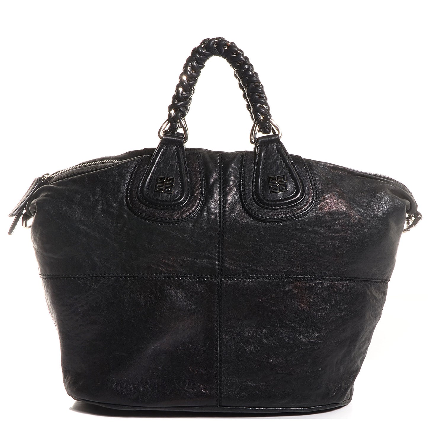 Wrinkled Lambskin Large Chain Wrap Nightingale Black