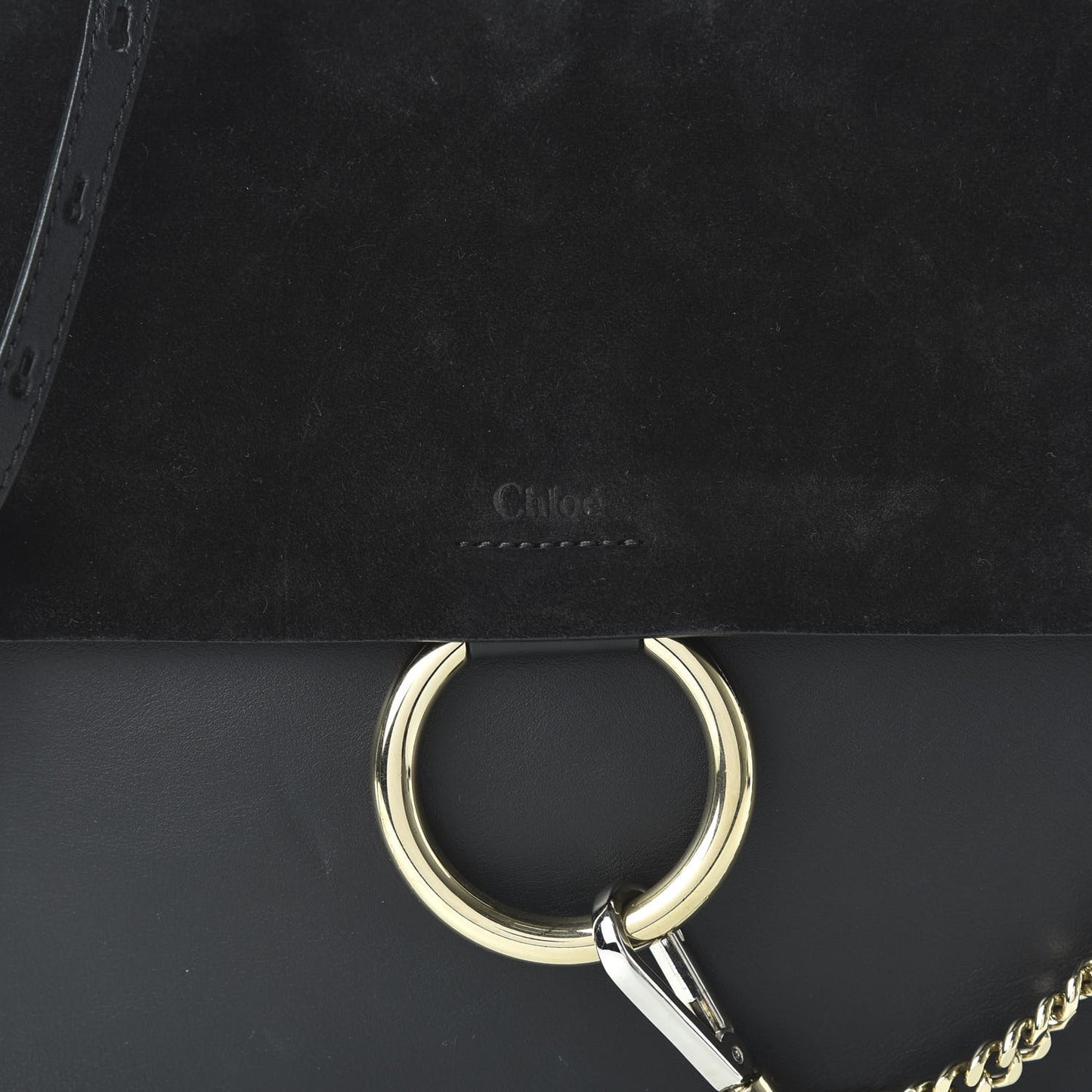 Suede Calfskin Medium Faye Shoulder Bag Black