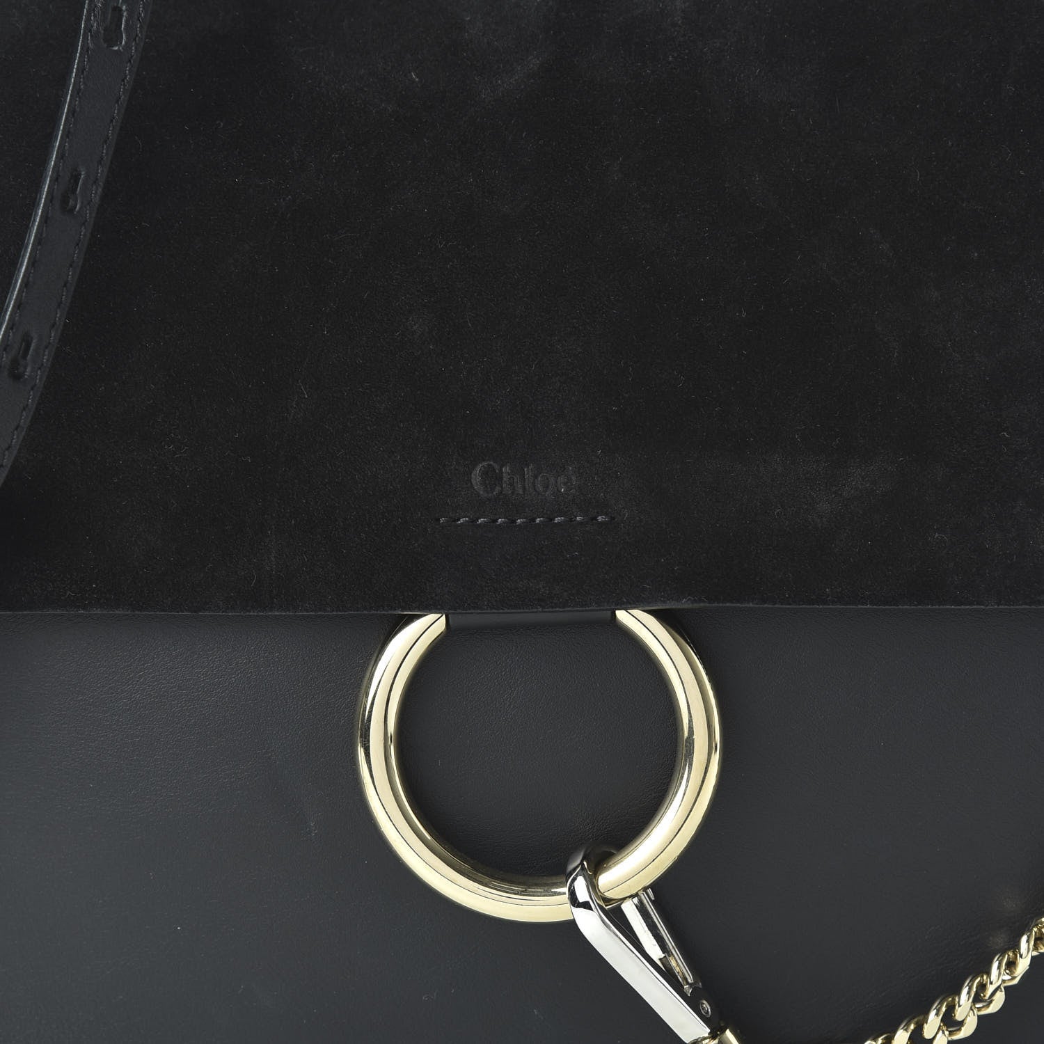 Chloe Suede Calfskin Medium Faye Shoulder Bag Black 9 of 10