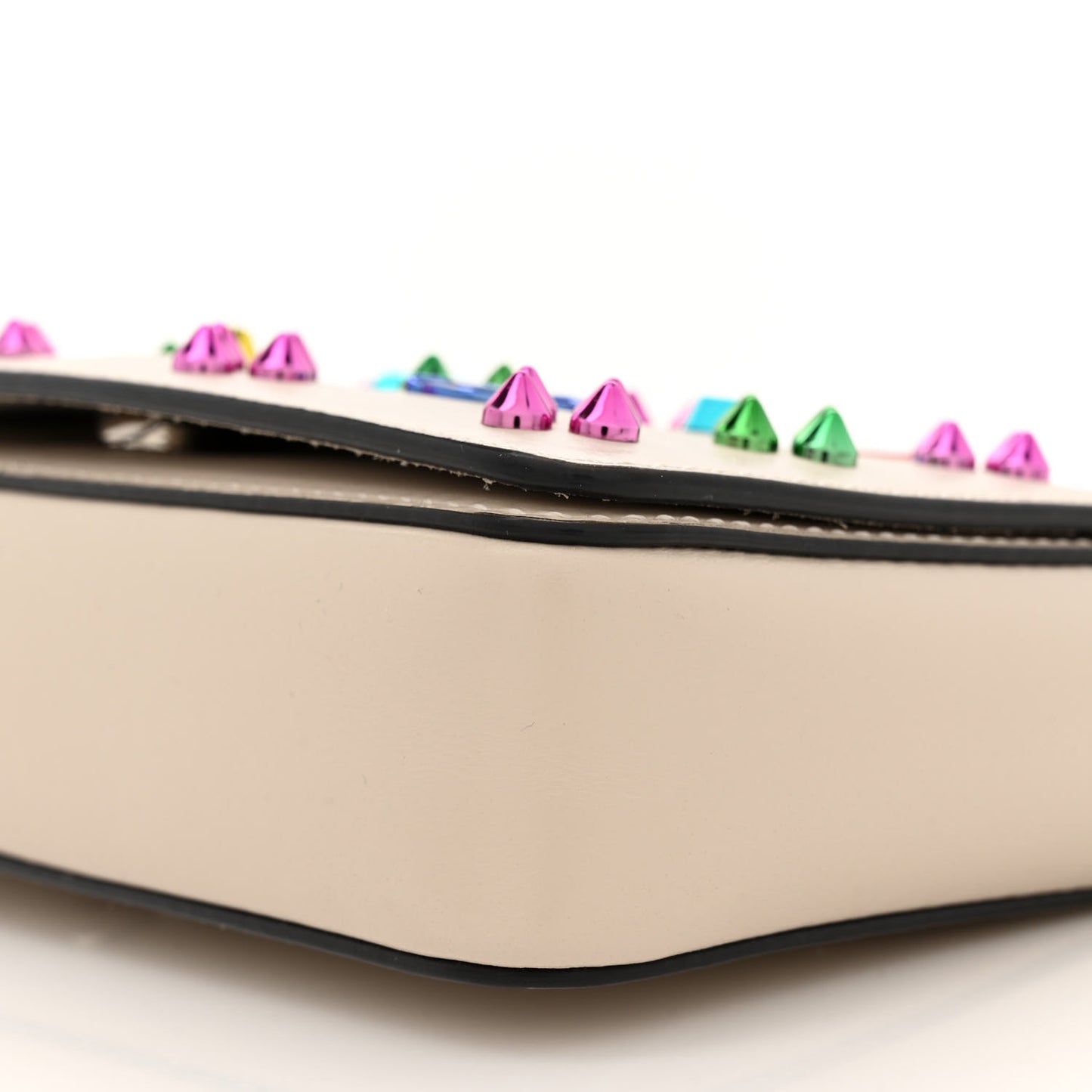 Calfskin Spikes Loubinthesky Paloma Clutch Beige