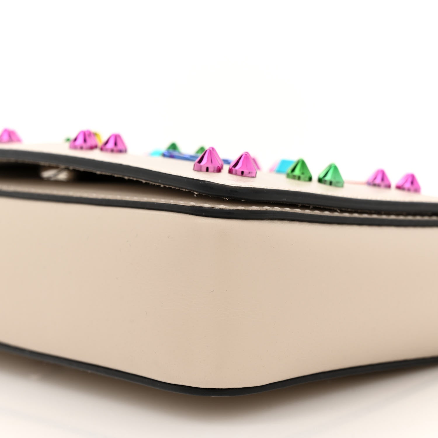 Christian Louboutin Calfskin Spikes Loubinthesky Paloma Clutch Beige 9 of 10