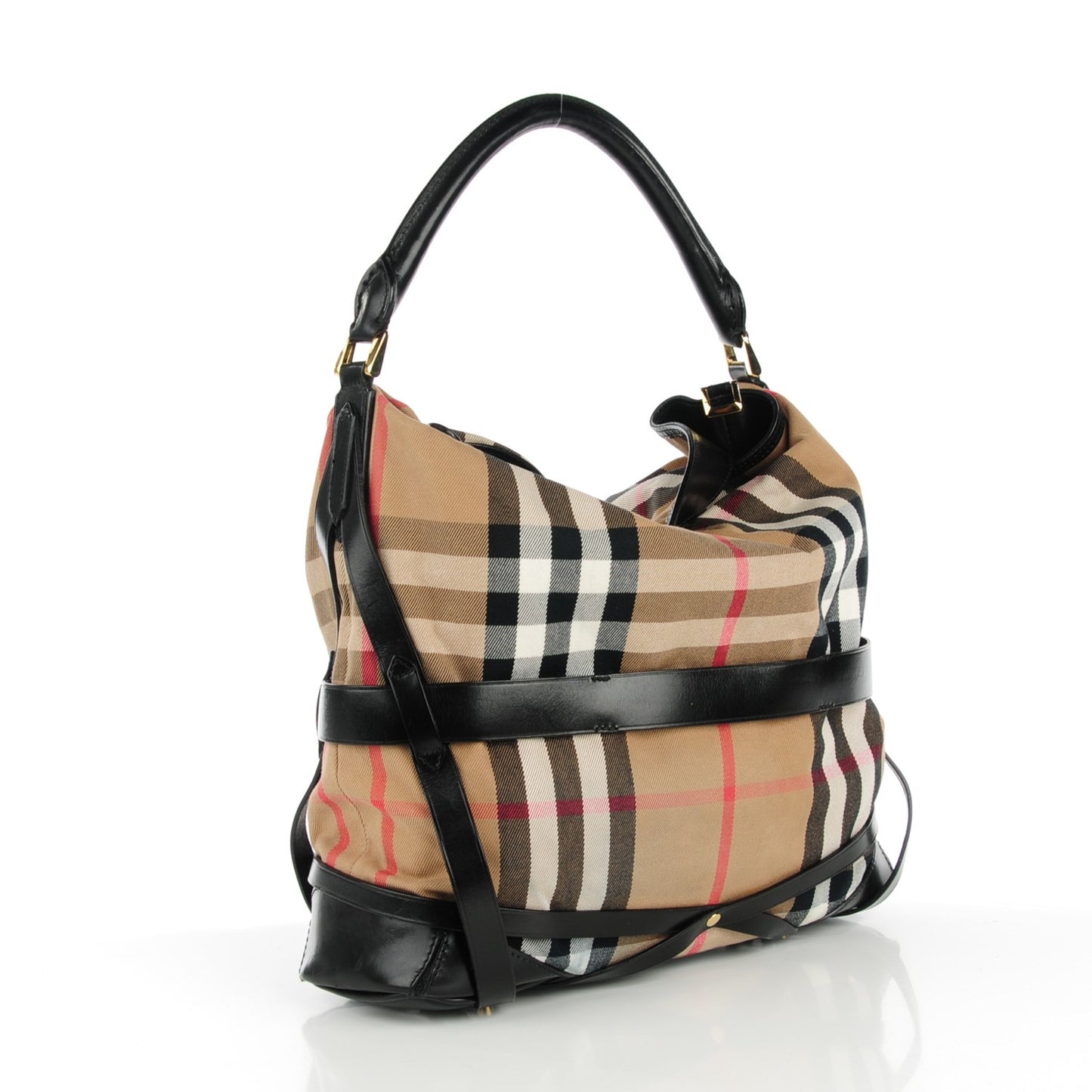 House Check Bridle Calfskin Medium Gosford Hobo Black