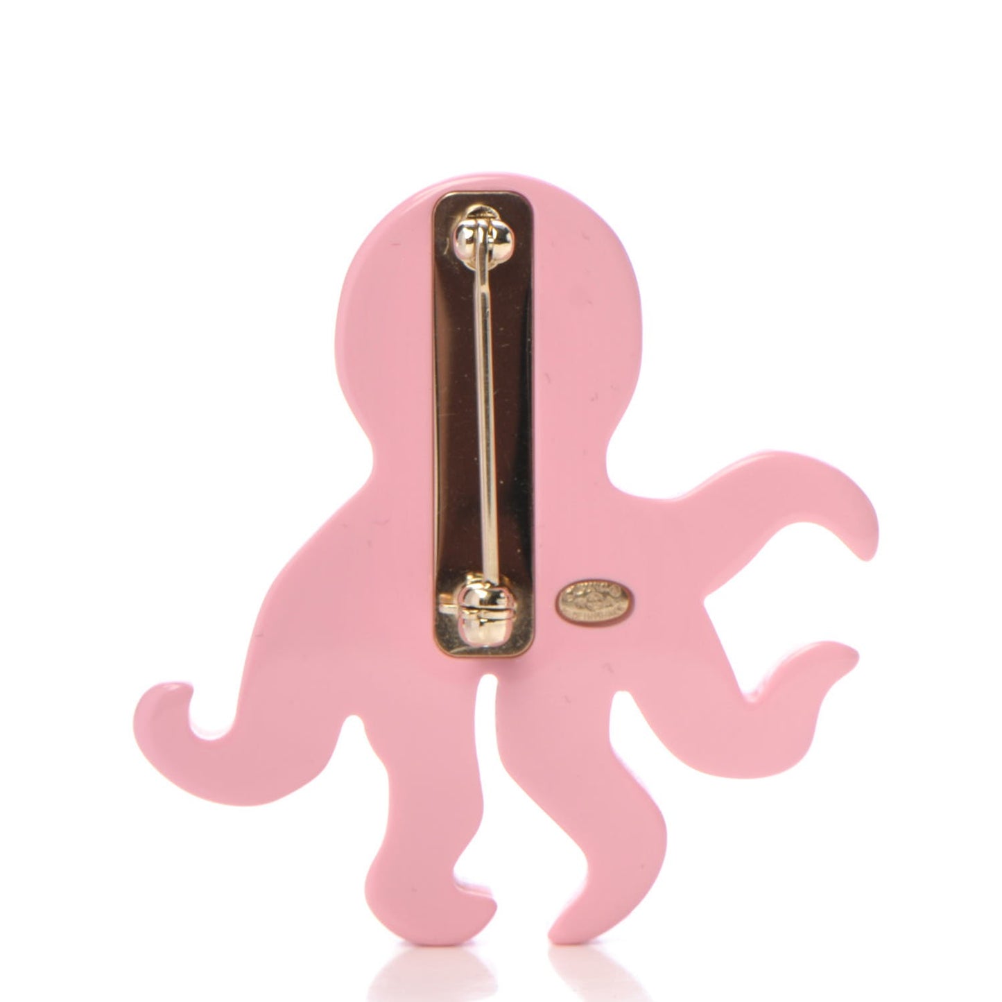 Metal Resin Strass Octopus CC Brooch Gold Pink Blue Pearly White