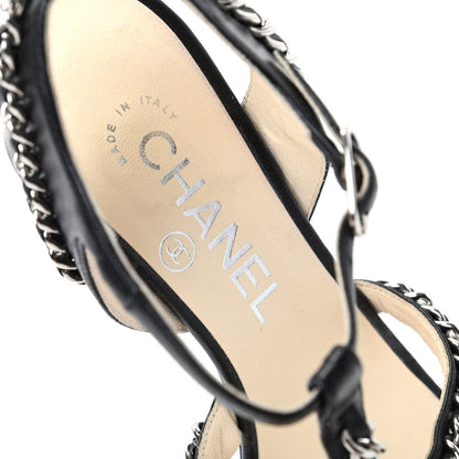 Chanel Lambskin CC Chain Sandals 35 Black 8 of 9