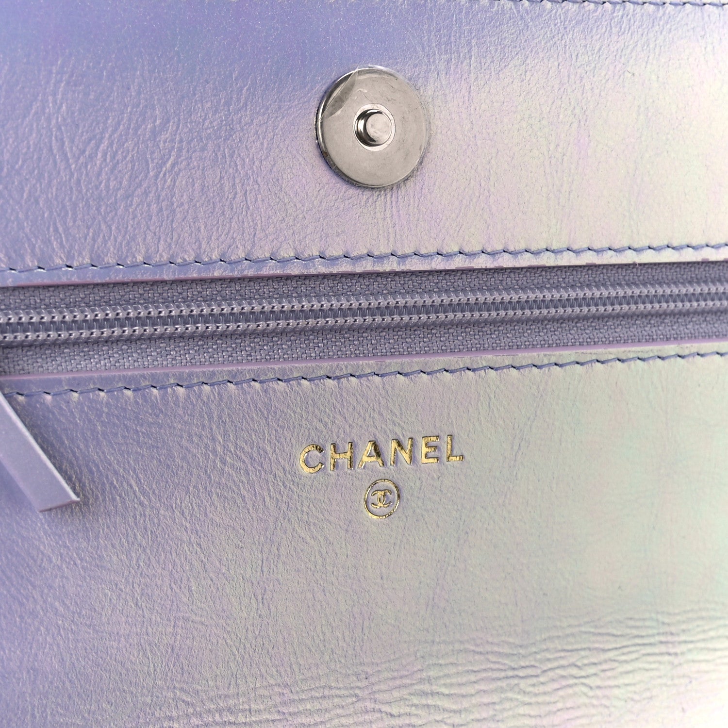 Chanel Iridescent Calfskin Quilted Chanel 19 Wallet On Chain WOC Light Purple 6 of 11