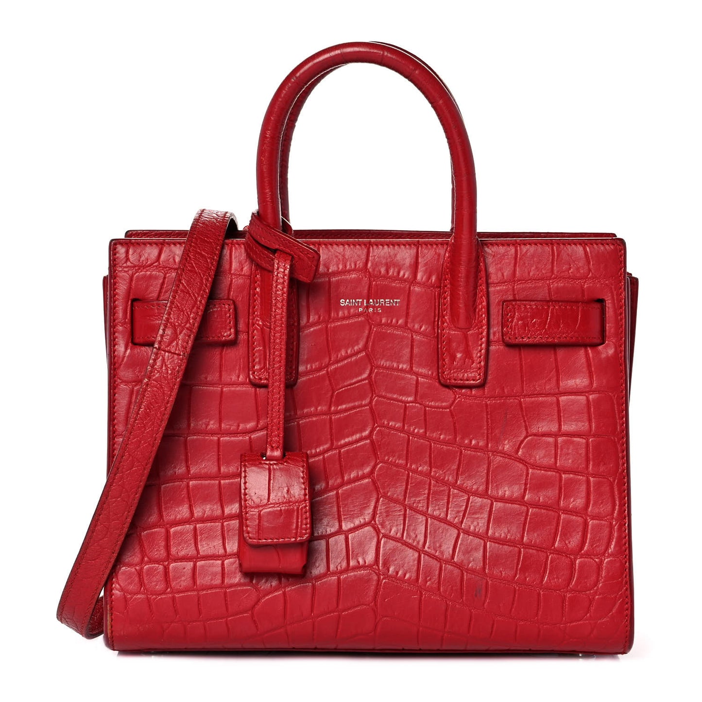 Calfskin Crocodile Embossed Nano Sac De Jour Red