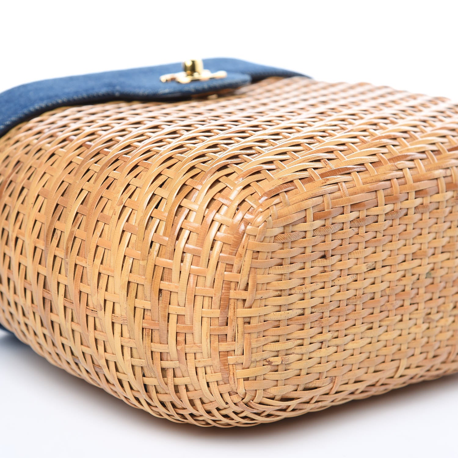 Chanel Denim Rattan Basket Shoulder Bag Blue 5 of 13