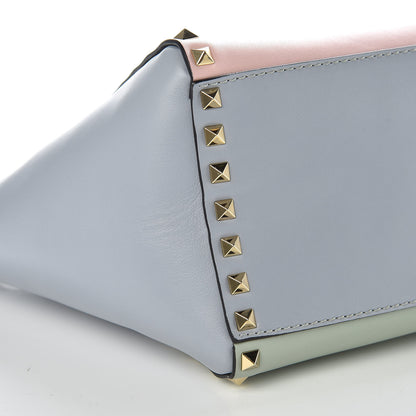 Valentino Garavani Calfskin Watercolor Small Rockstud Double Handle Tote Rose Green Yellow Sky 9 of 10