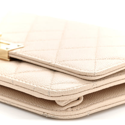 Chanel Caviar Quilted Golden Class Wallet On Chain WOC Light Beige 10 of 13