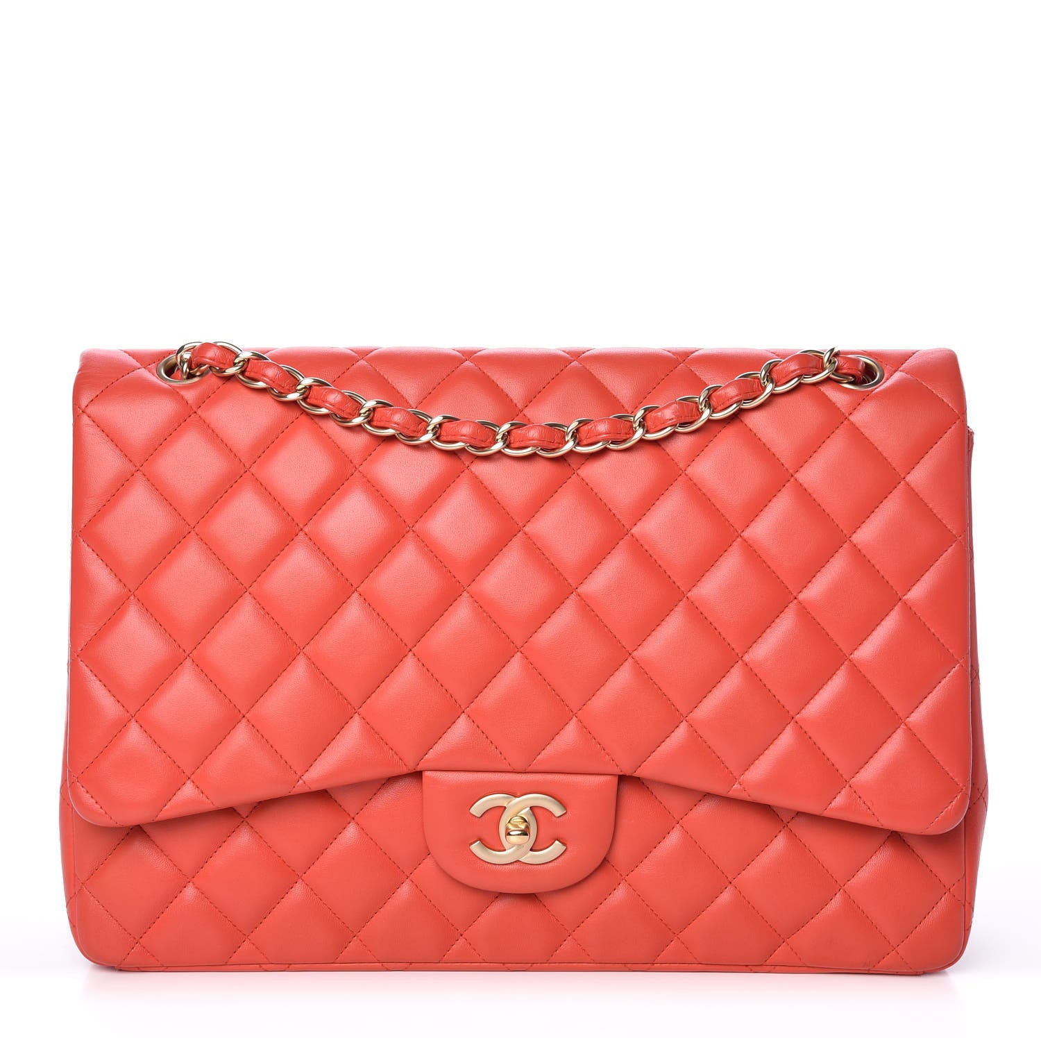 Chanel Lambskin Quilted Maxi Single Flap Red 1 of 15