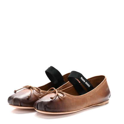 Miu Miu Calfskin Ballerina Flats 37 Caramel 4 of 8