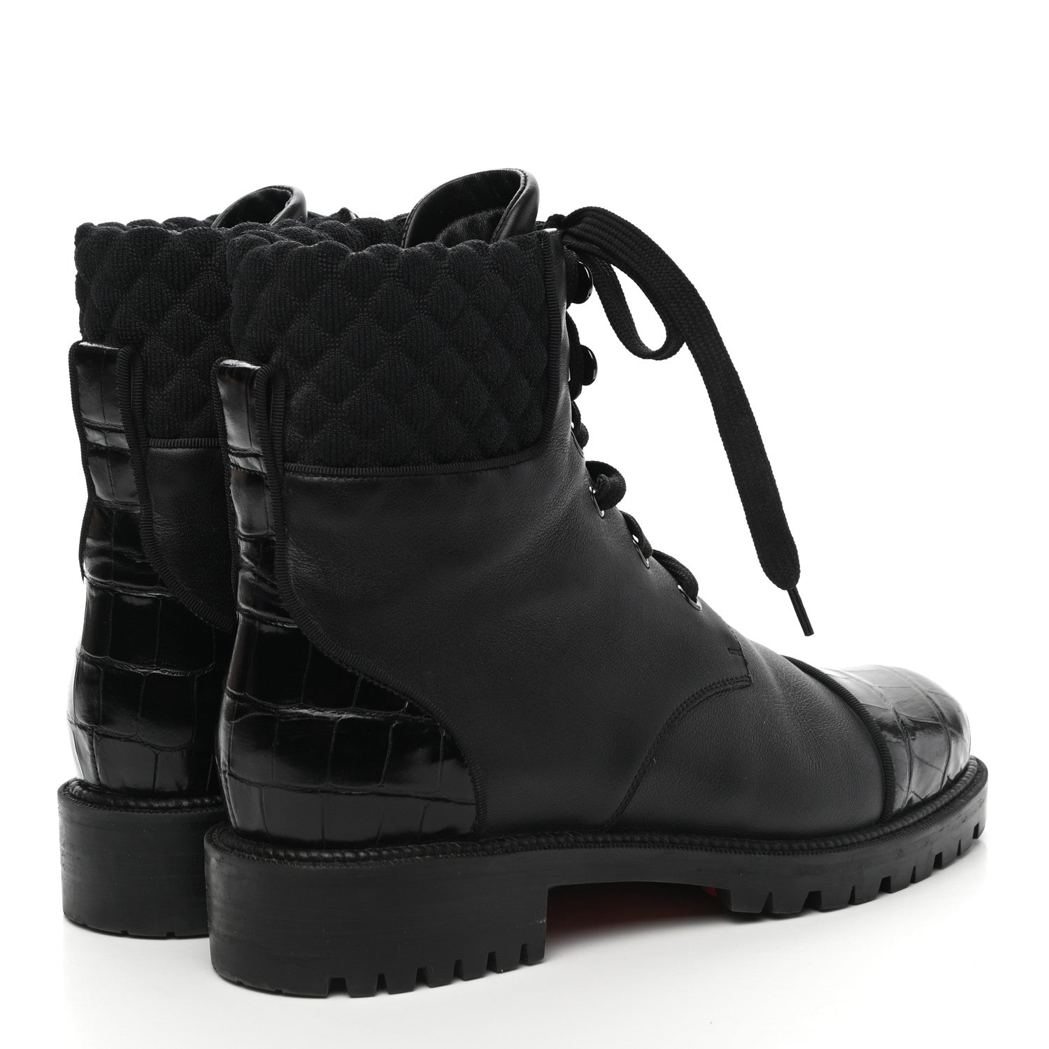 Christian Louboutin Calfskin Mayr Combat Boots 38.5 Black 4 of 8