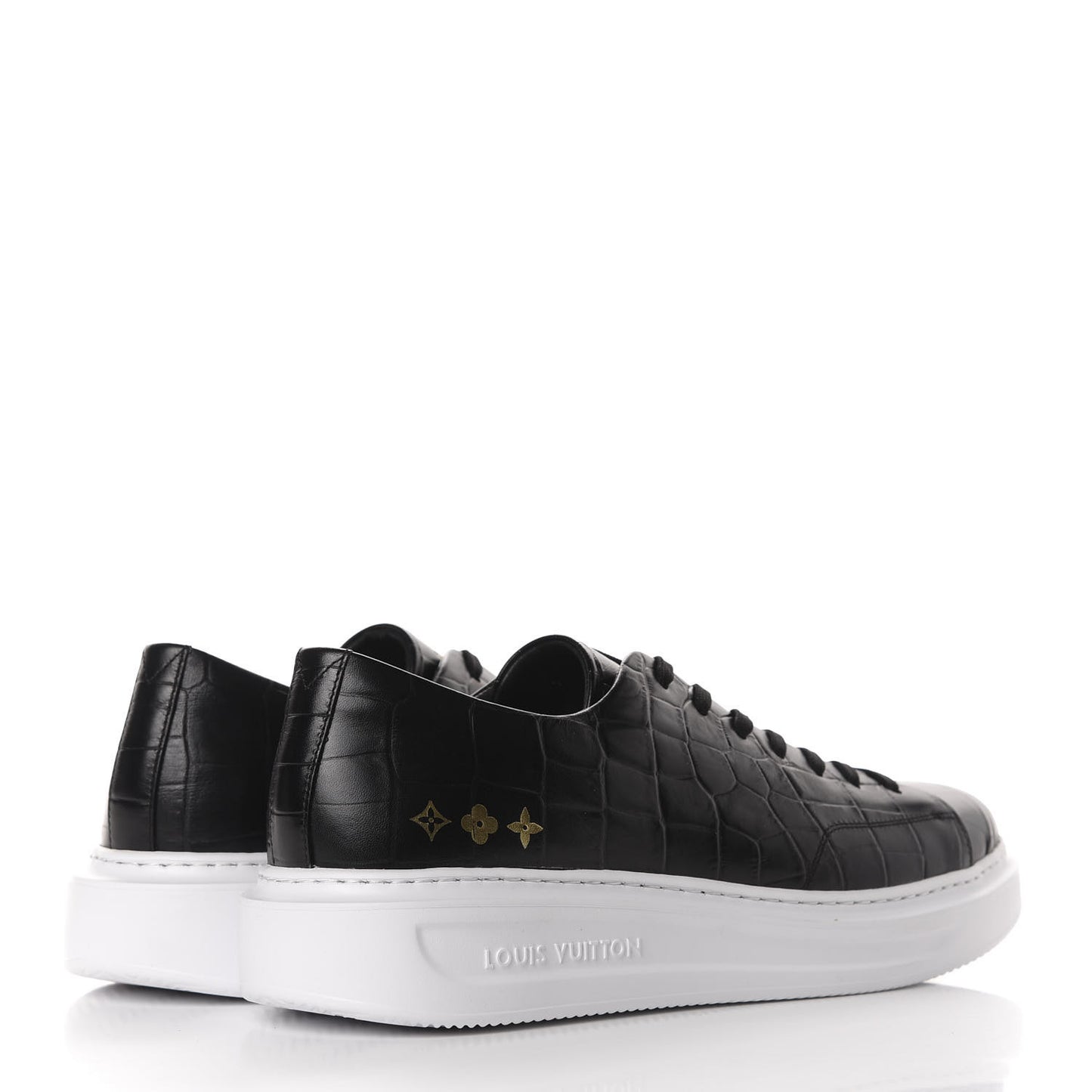 Calfskin Crocodile Embossed Monogram Beverly Hills Sneakers 9 Black
