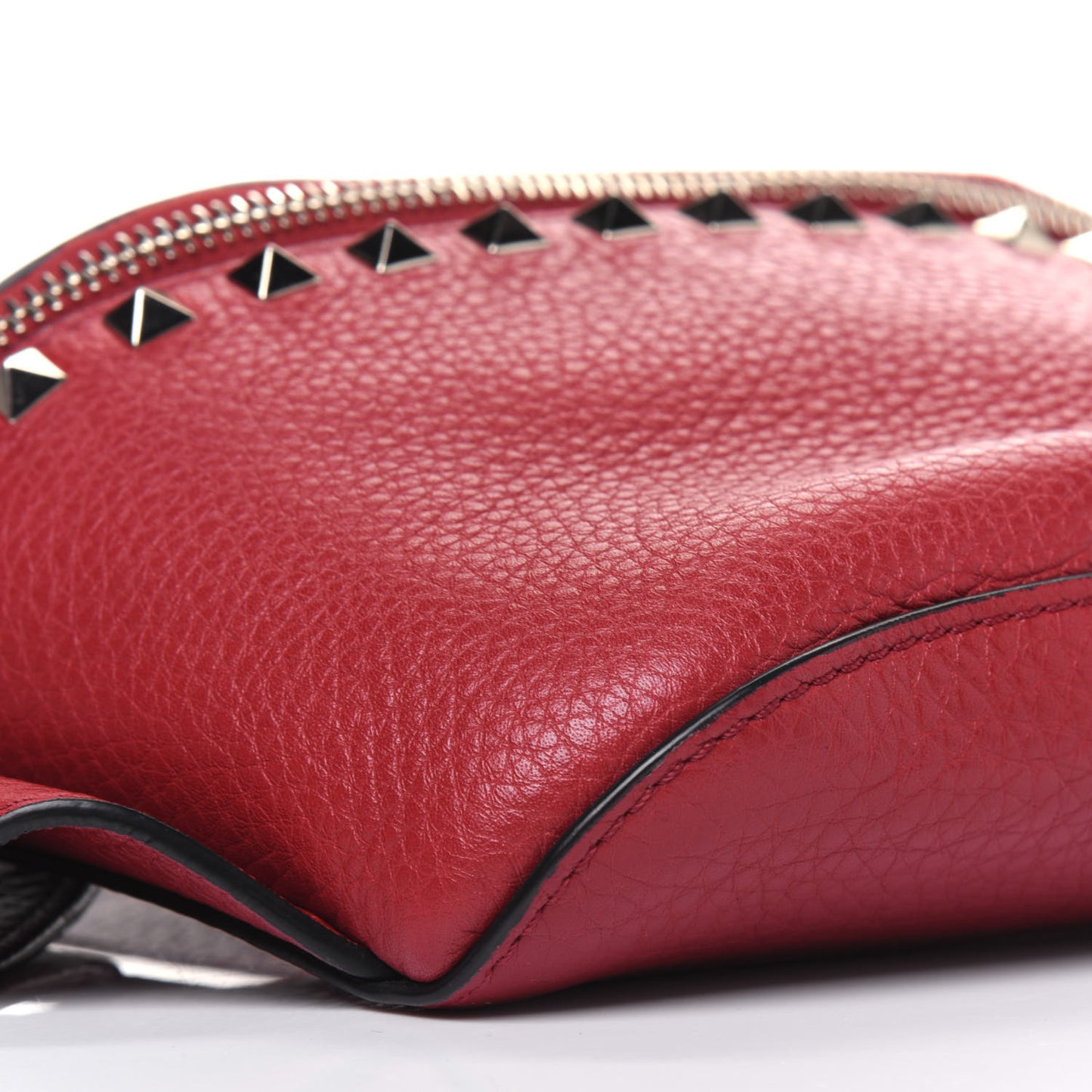 Grained Calfskin Rockstud Belt Bag 95 Red