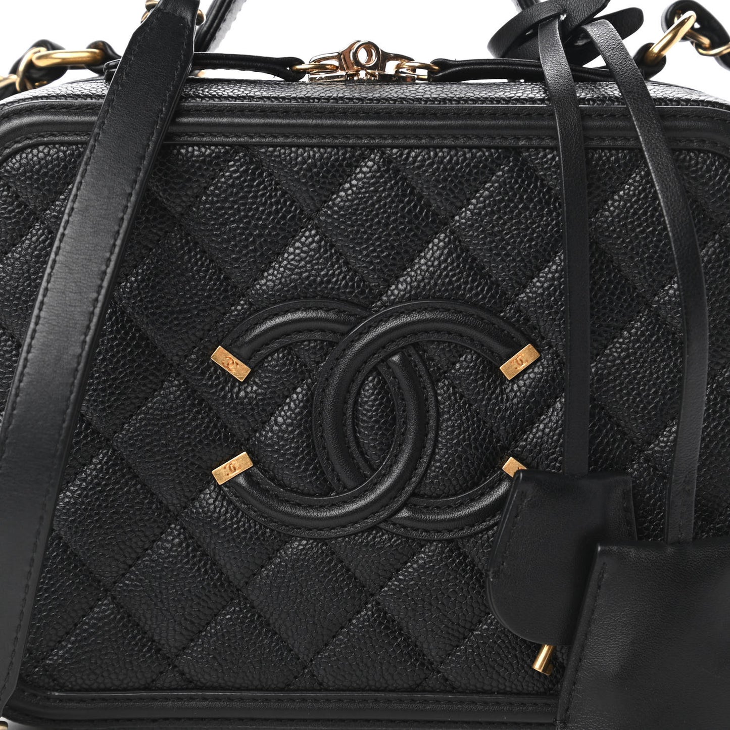 Caviar Quilted Medium CC Filigree Vanity Case Black