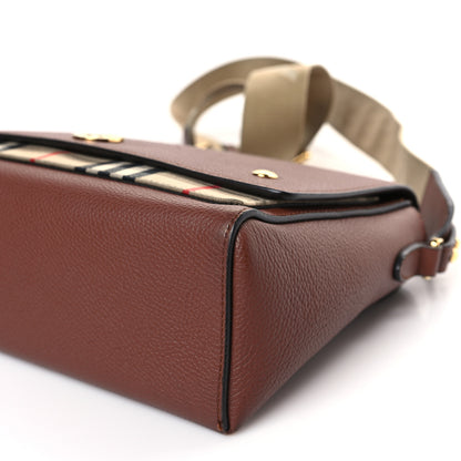 Burberry Calfskin Vintage Check Note Crossbody Bag Tan 8 of 9