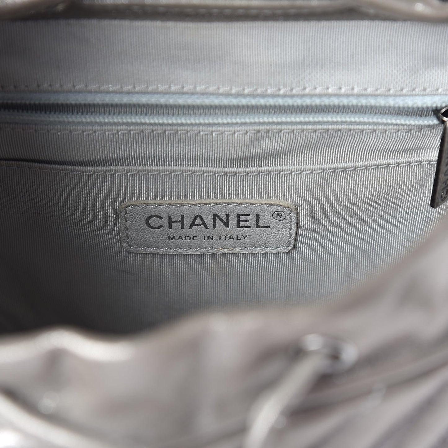 Metallic Calfskin Chevron Quilted Small Urban Spirit Backpack Silver