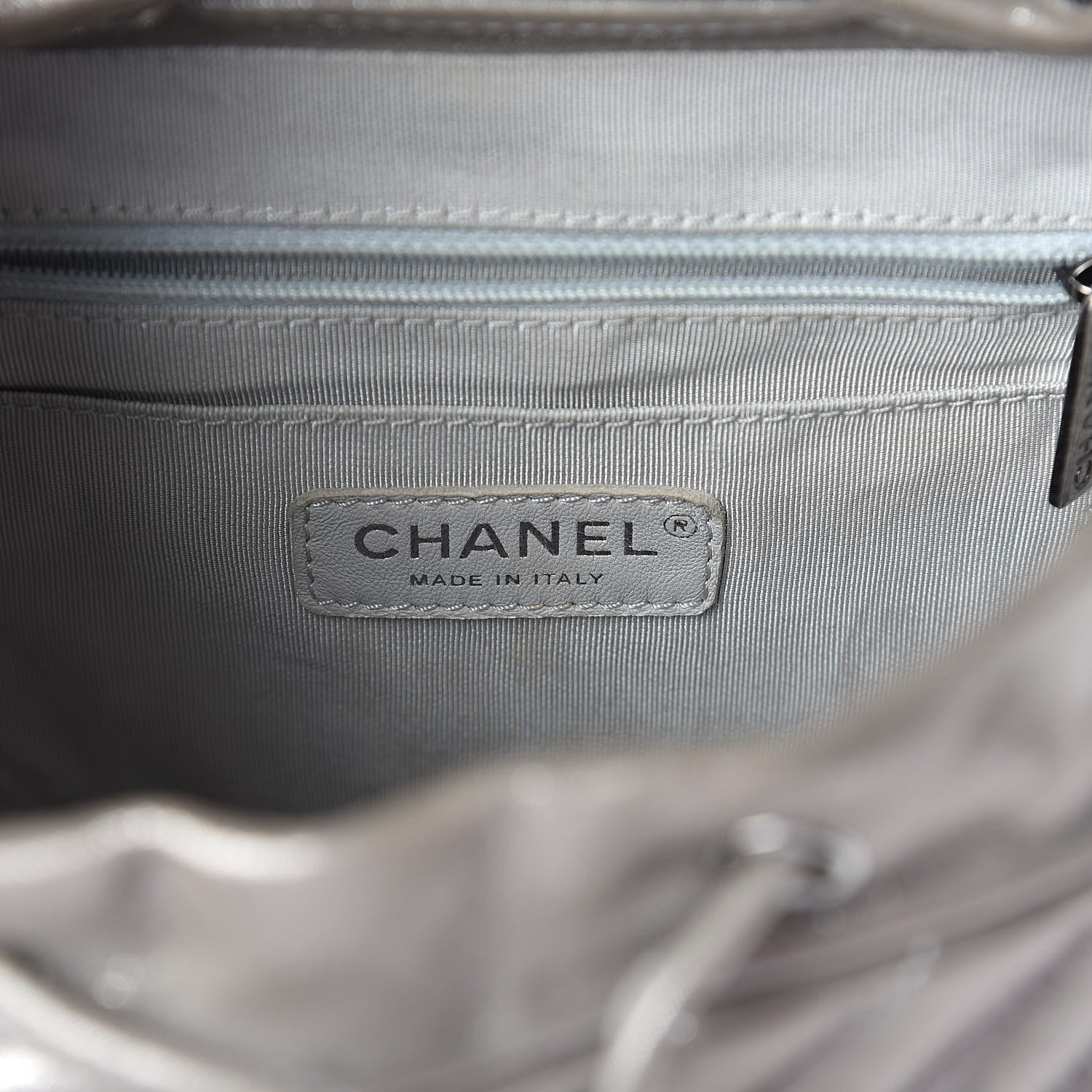 Chanel Metallic Calfskin Chevron Quilted Small Urban Spirit Backpack Silver 5 of 12