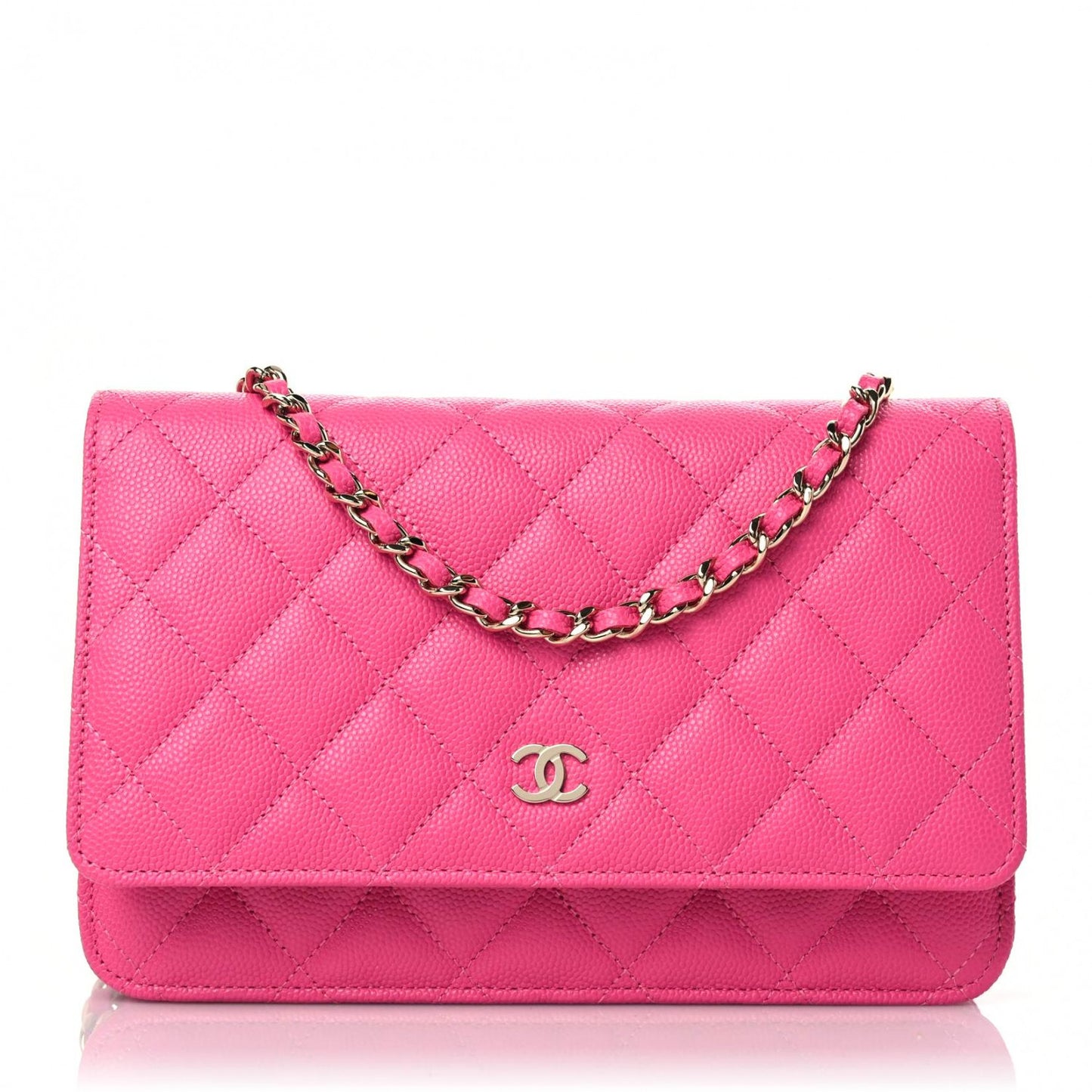 Caviar Quilted Wallet On Chain WOC Dark Pink