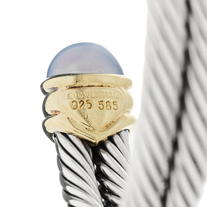 David Yurman Sterling Silver 14K Yellow Gold Chalcedony Iolite Double Cable Renaissance Bracelet 3 of 3
