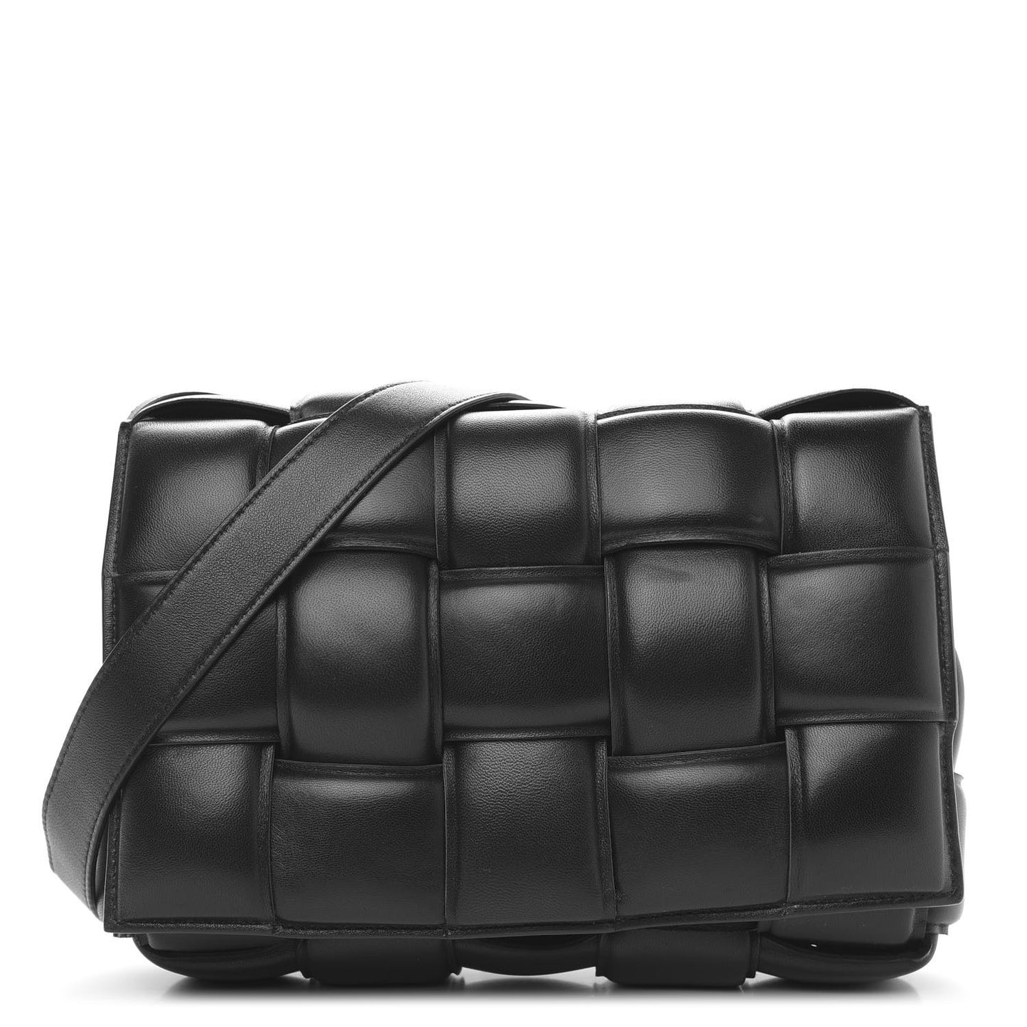 Nappa Maxi Intreccio Padded Cassette Crossbody Bag Black