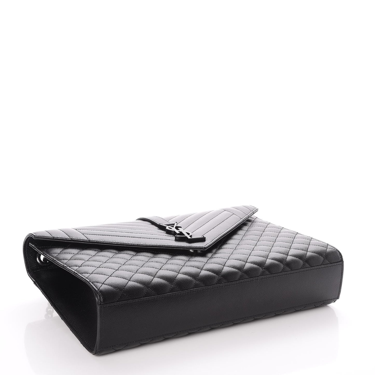 Grain De Poudre Textured Mixed Matelasse Large Triquilt Monogram Monochrome Satchel Black