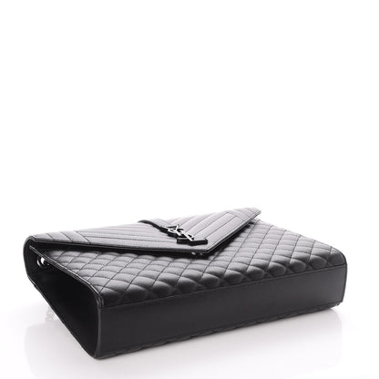 Saint Laurent Grain De Poudre Textured Mixed Matelasse Large Triquilt Monogram Monochrome Satchel Black 4 of 7