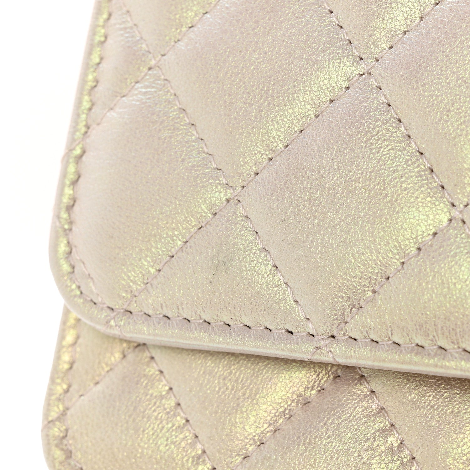 Chanel Iridescent Lambskin Quilted Mini Wallet On Chain WOC Ivory 8 of 9