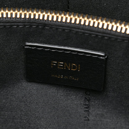 Fendi Canvas Vitello King Logo Embroidered Medium By The Way Boston Bag Grezzo Black 7 of 10