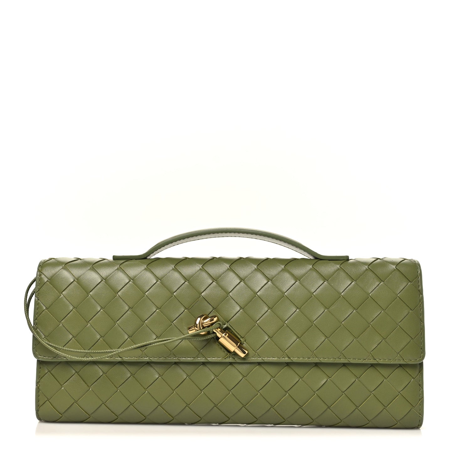 Nappa Intrecciato Long Andiamo Top Handle Clutch Matcha Matcha