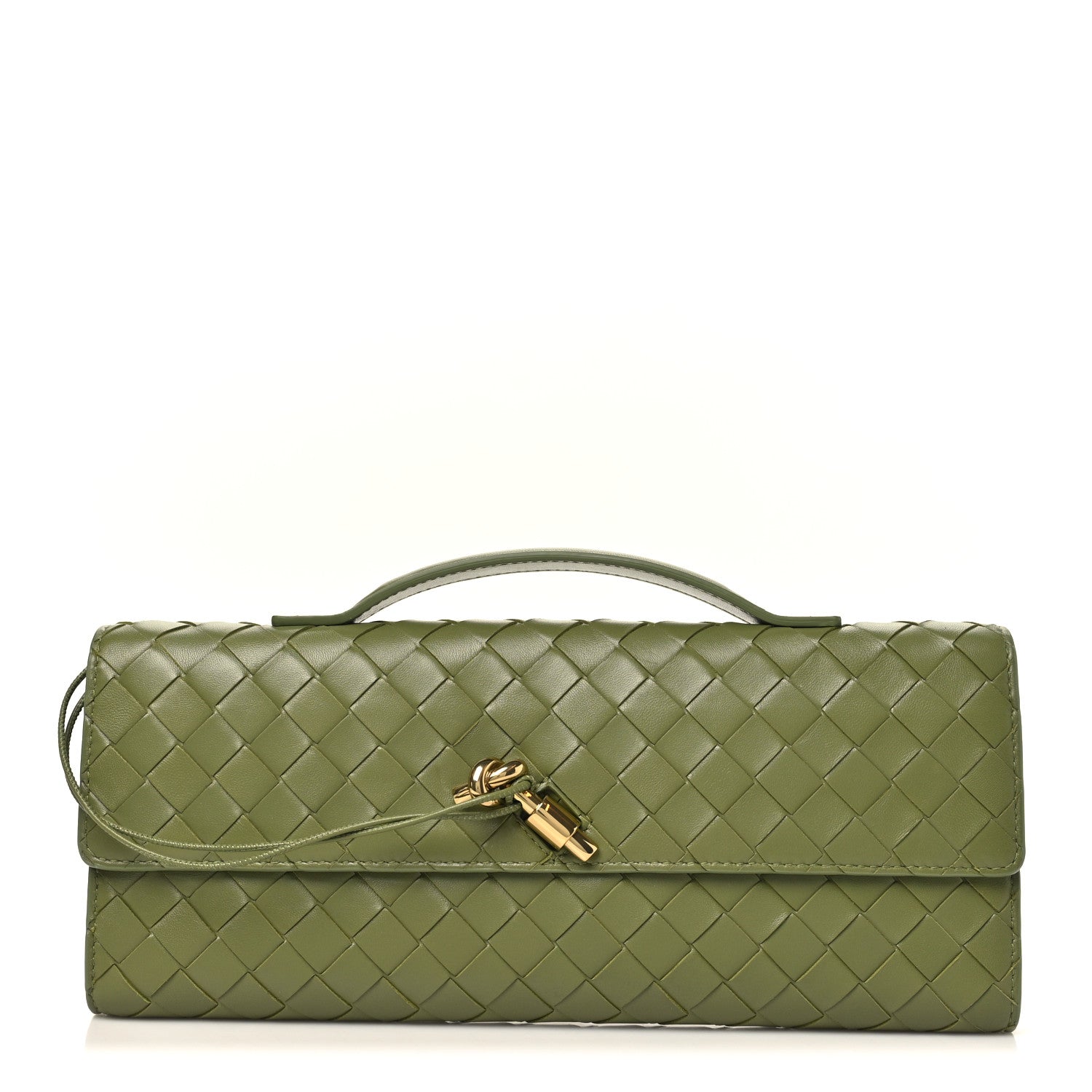 Bottega Veneta Nappa Intrecciato Long Andiamo Top Handle Clutch Matcha Matcha 1 of 7