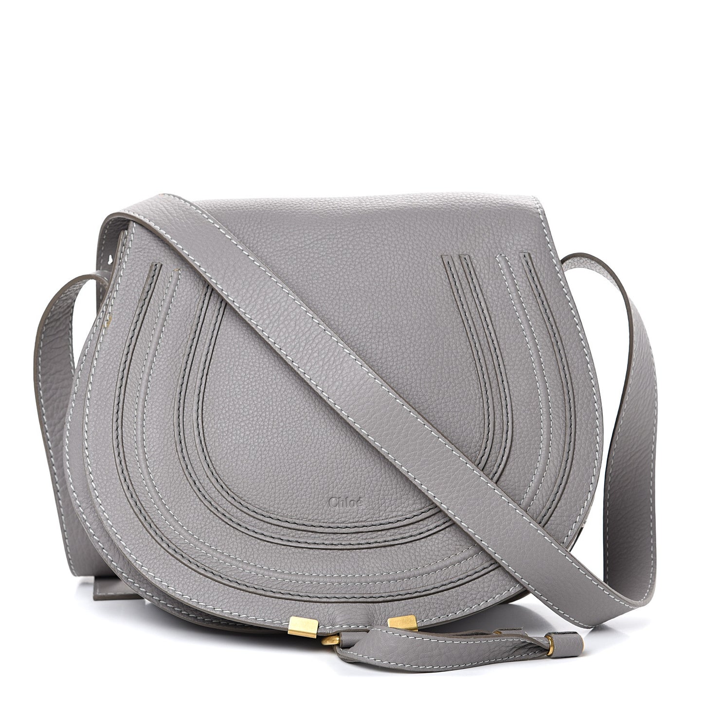 Calfskin Medium Marcie Round Crossbody Bag Cashmere Grey