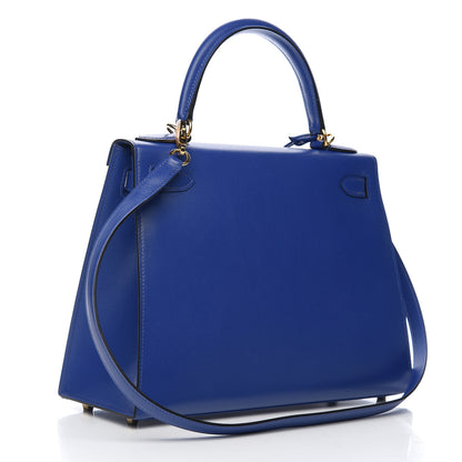Hermes Tadelakt Kelly Sellier 28 Bleu Electrique 2 of 10