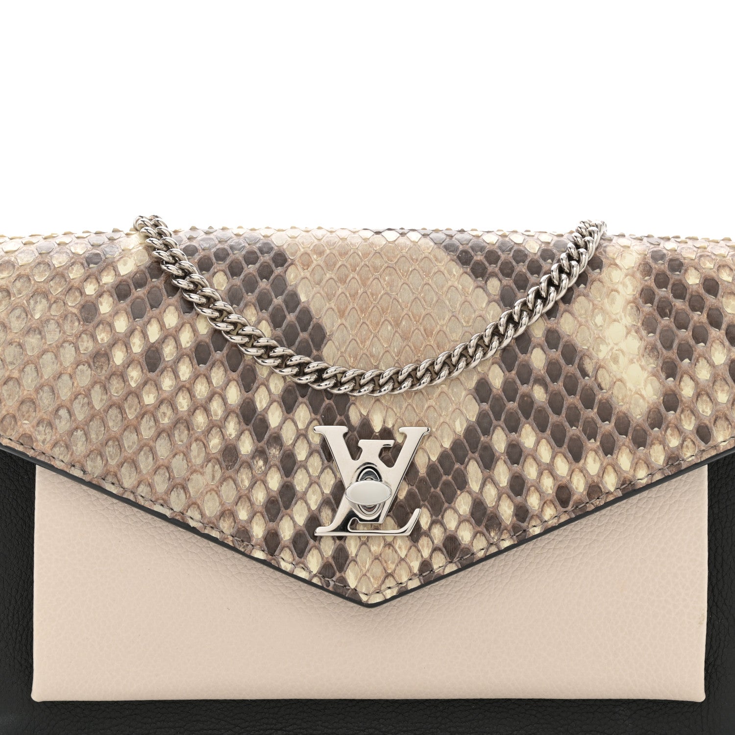 Louis Vuitton Soft Calfskin Snakeskin My Lockme Chain Pochette Black 7 of 10