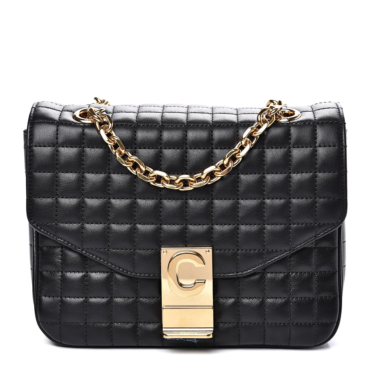 Calfskin Quilted Medium C Bag Black