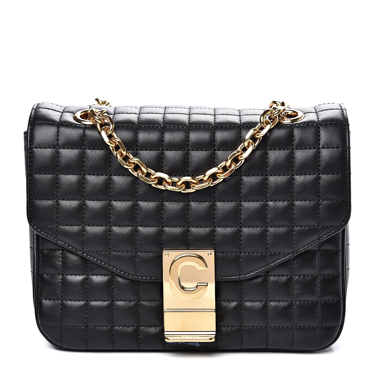 Celine Calfskin Quilted Medium C Bag Black 1 of 7