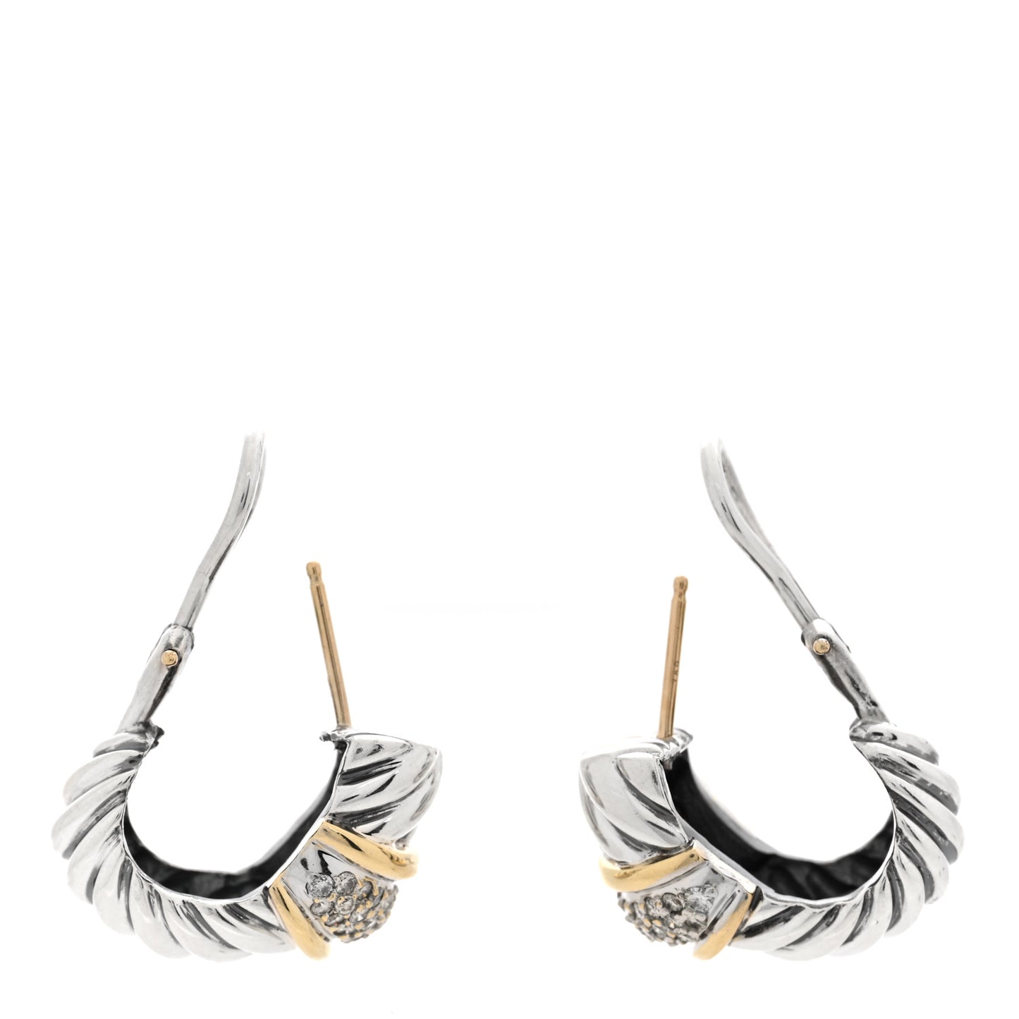 Sterling Silver 18K Yellow Gold Diamond Shrimp Earrings