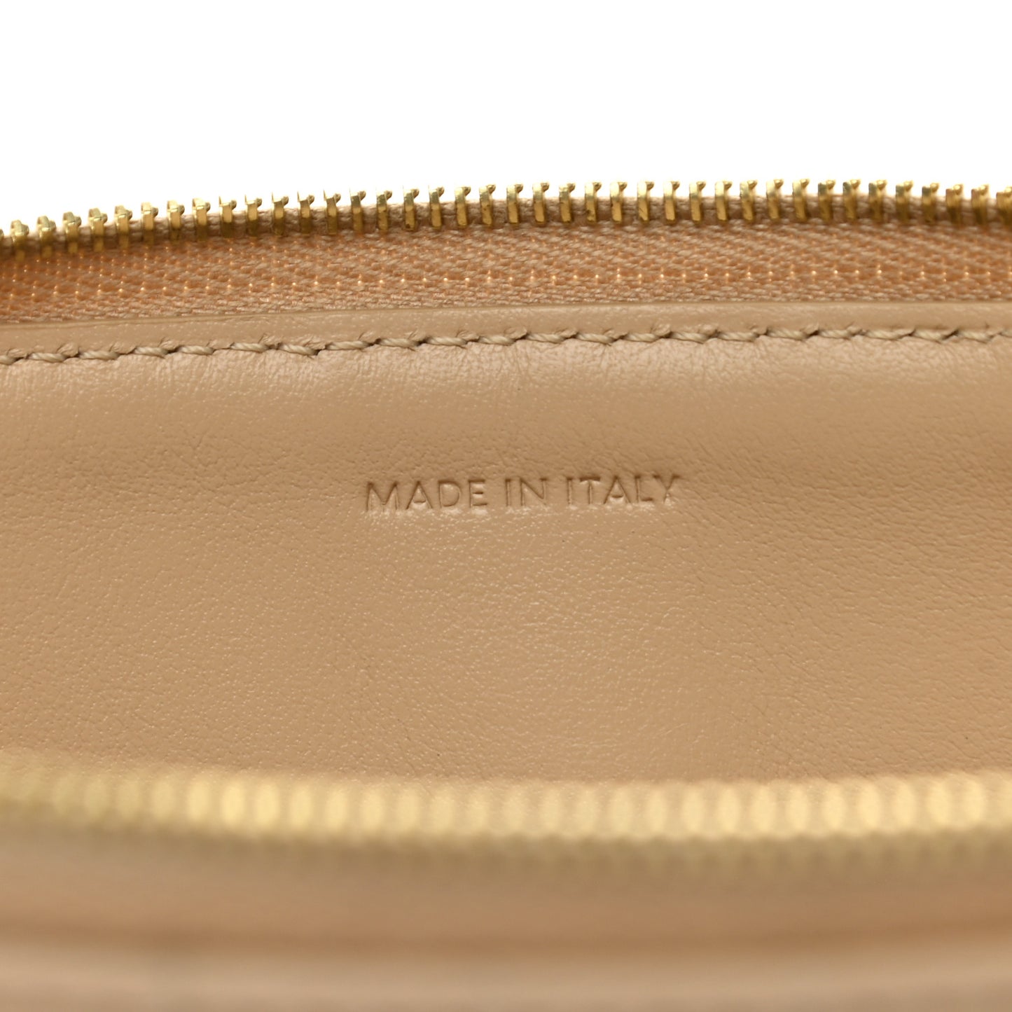 Calfskin Quilted C Charm Pouch Nude