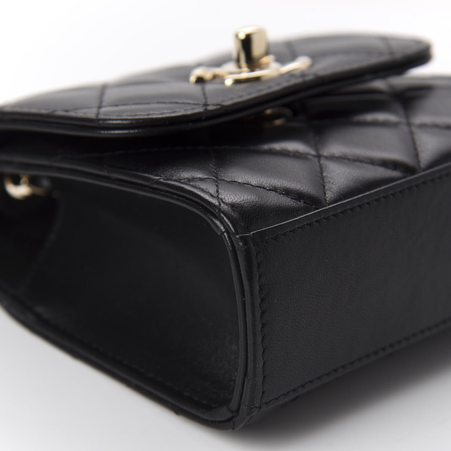 Lambskin Quilted Mini Trendy CC Chain Wallet Black