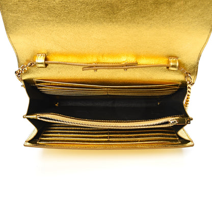 Saint Laurent Metallic Calfskin Monogram Chain Wallet Gold 5 of 22