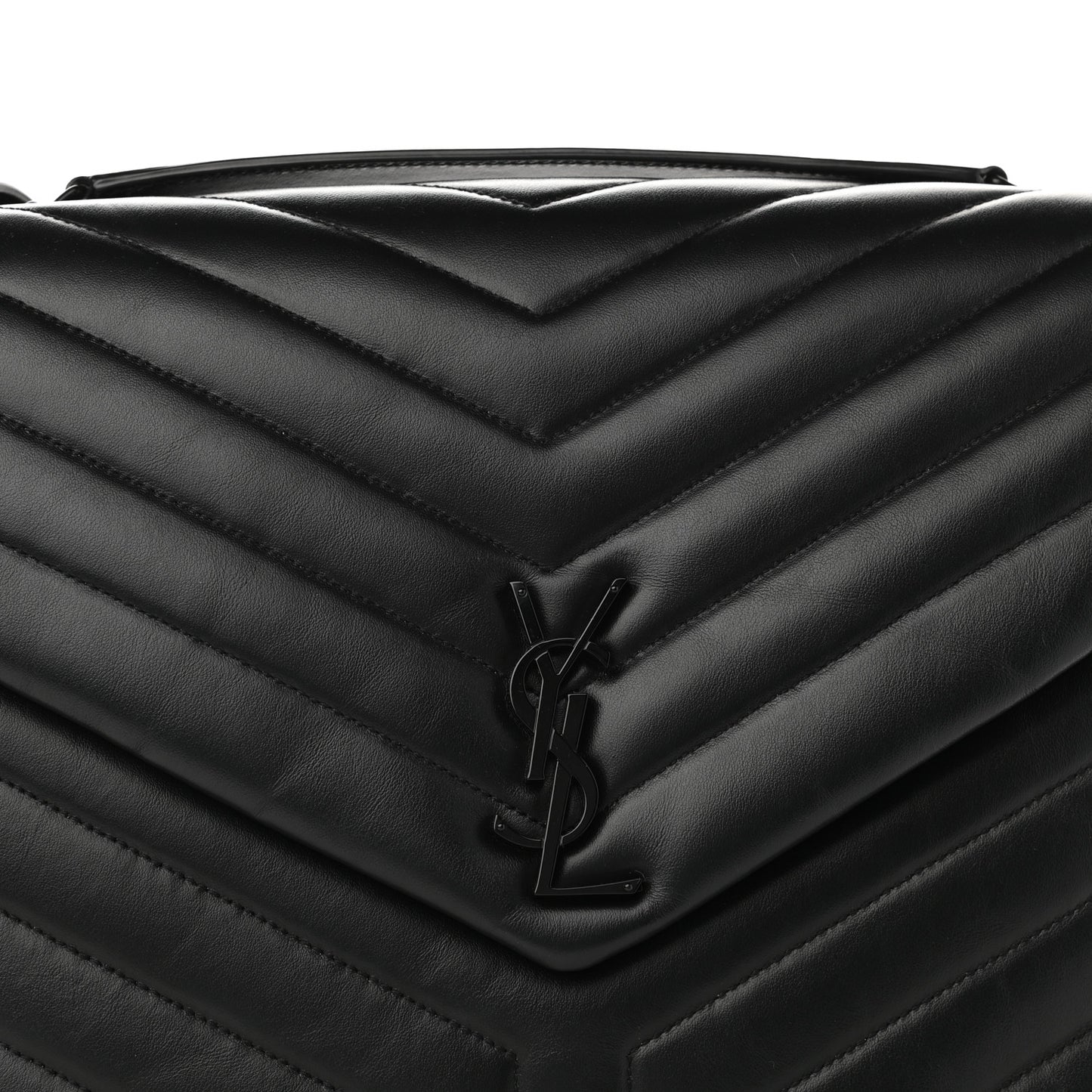 Calfskin Y Quilted Monogram Large Loulou Chain Satchel Black