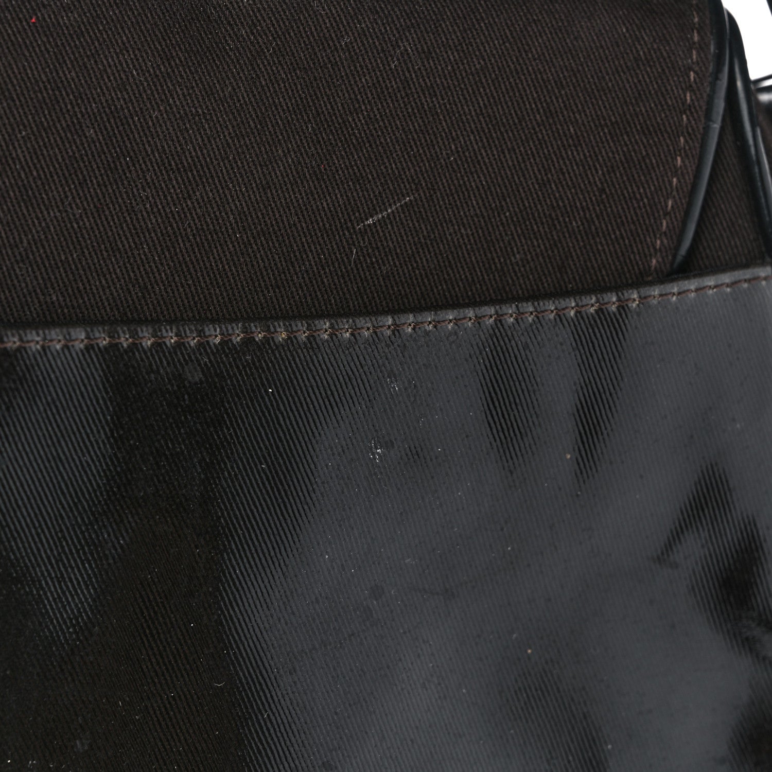 Christian Dior Canvas Patent Double Saddle Bag Brown Black 11 of 14