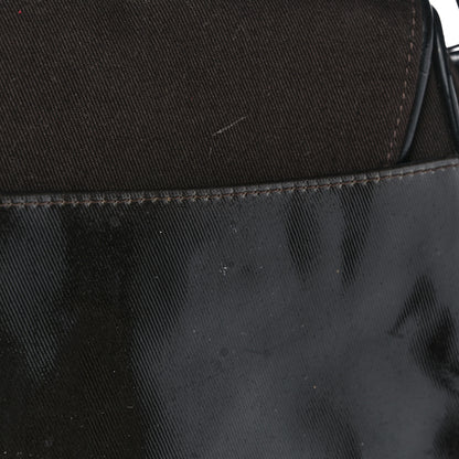Christian Dior Canvas Patent Double Saddle Bag Brown Black 11 of 14