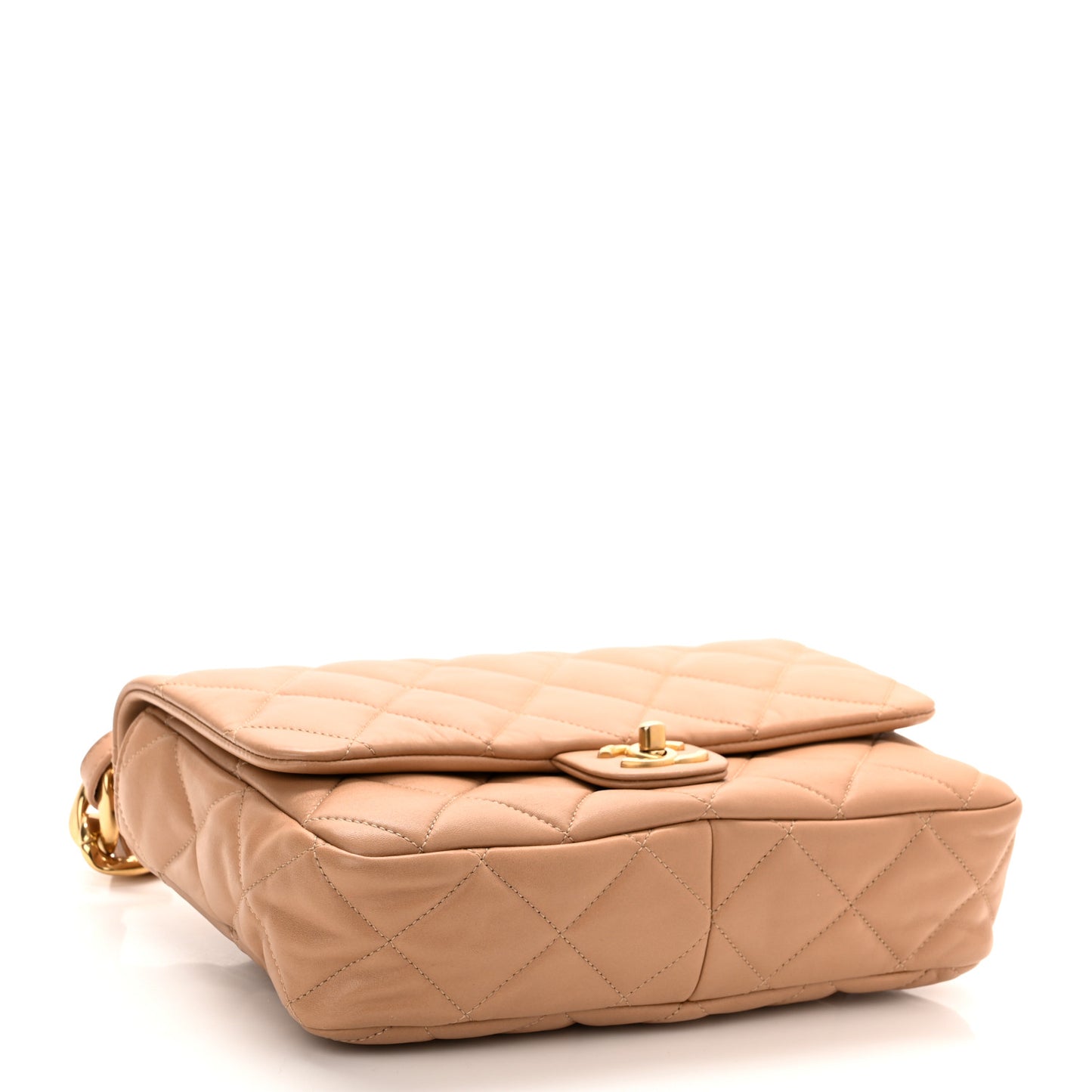 Lambskin Quilted Large CC Funky Town Flap Beige