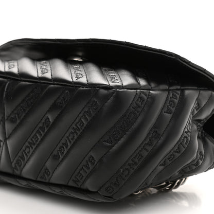 Balenciaga Calfskin Logo Matelasse S BB Round Shoulder Bag Black 8 of 8