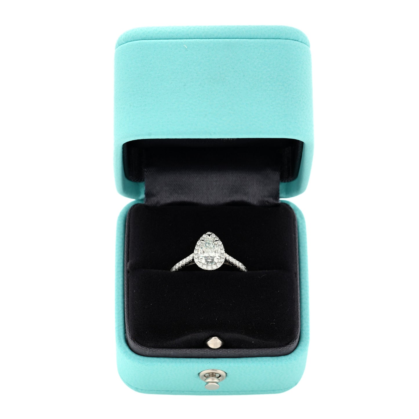 Platinum Diamond .90ct Soleste Pear Cut Engagement Ring 51 5.75