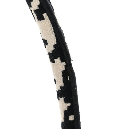 Christian Dior CHRISTIAN DIOR Canvas Macro Houndstooth Embroidered Medium Book Tote Black White 13 of 13