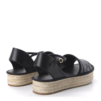 Fendi Nappa FF Embossed Espadrille Platform Sandals 38.5 Black 4 of 8