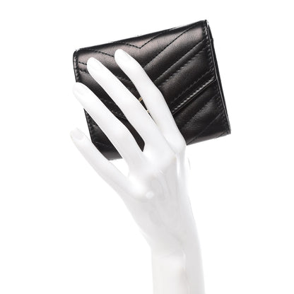 Chanel Calfskin Chevron Quilted Compact Flap Wallet Black 2 of 8